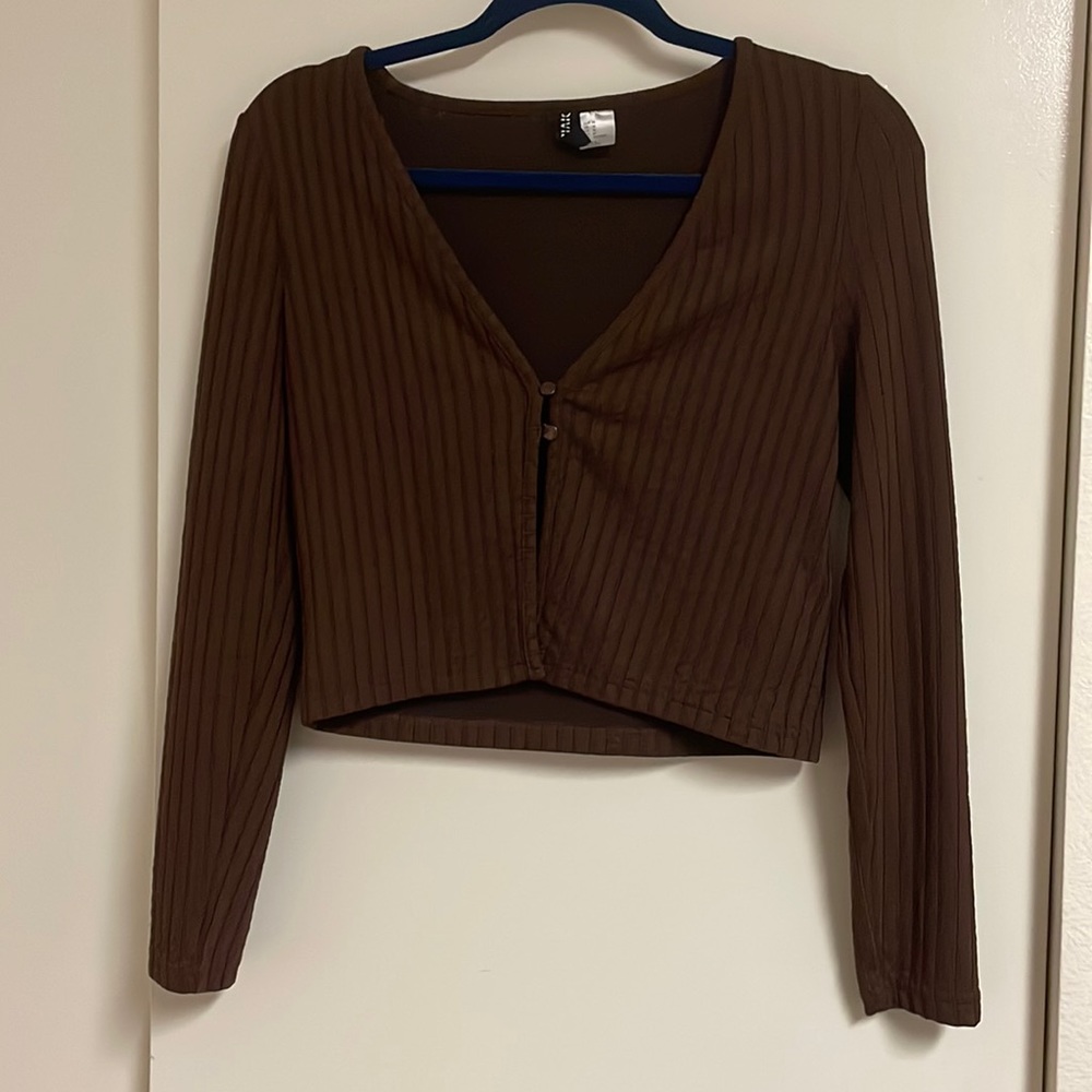 Brown Ribbed Long Sleeve